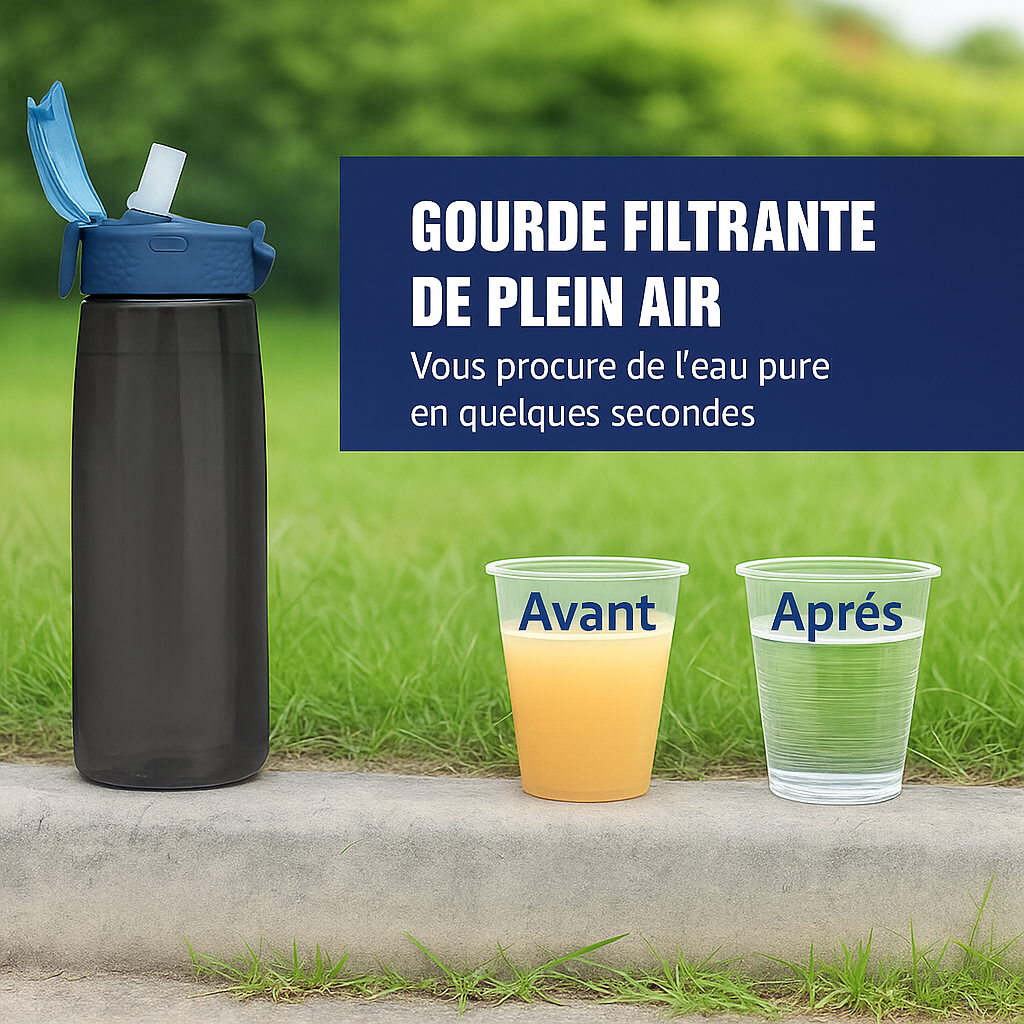 Gourde filtrante portable grise