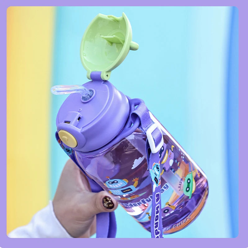 Gourde enfant avec paille violet