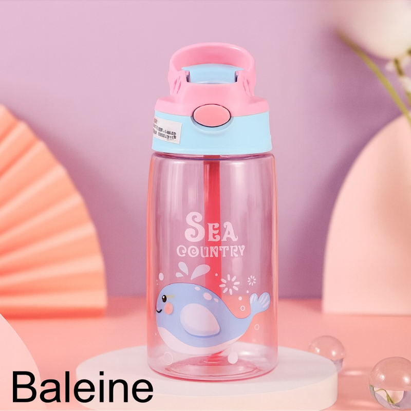 Gourde enfant avec paille baleine