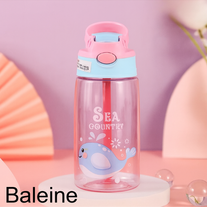 Gourde enfant avec paille baleine