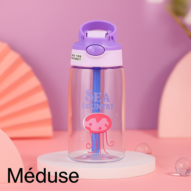Gourde enfant avec paille méduse